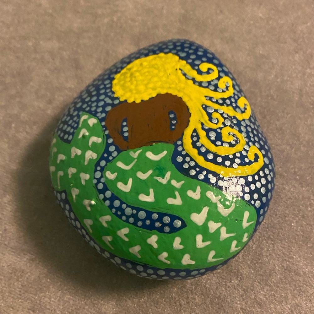 Hand Painted Rock - Mermaid